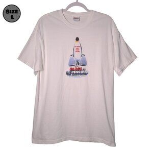 Farce of the Penguins USED Shirt (L, Y2K, 2006, Promo, Bob Saget, Comedy)